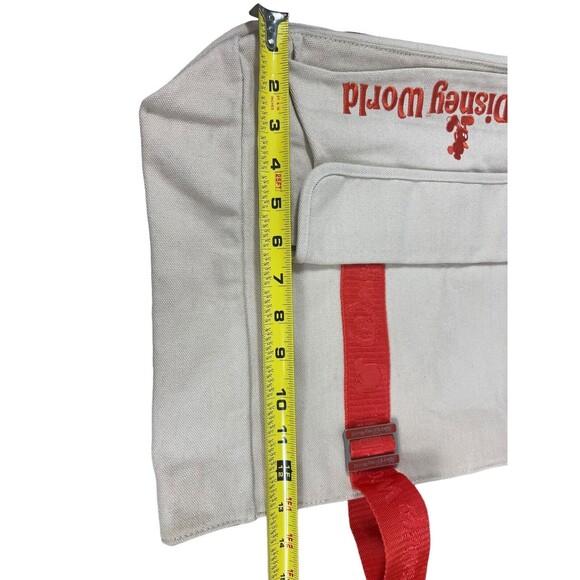 Walt Disney World Tan Canvas Beach Travel Vacation Tote Bag With Orange Straps - Picture 10 of 14